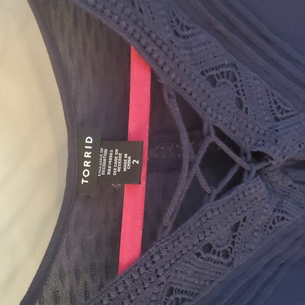 Torrid navy boho style blouse plus size 2 - Picture 2 of 5